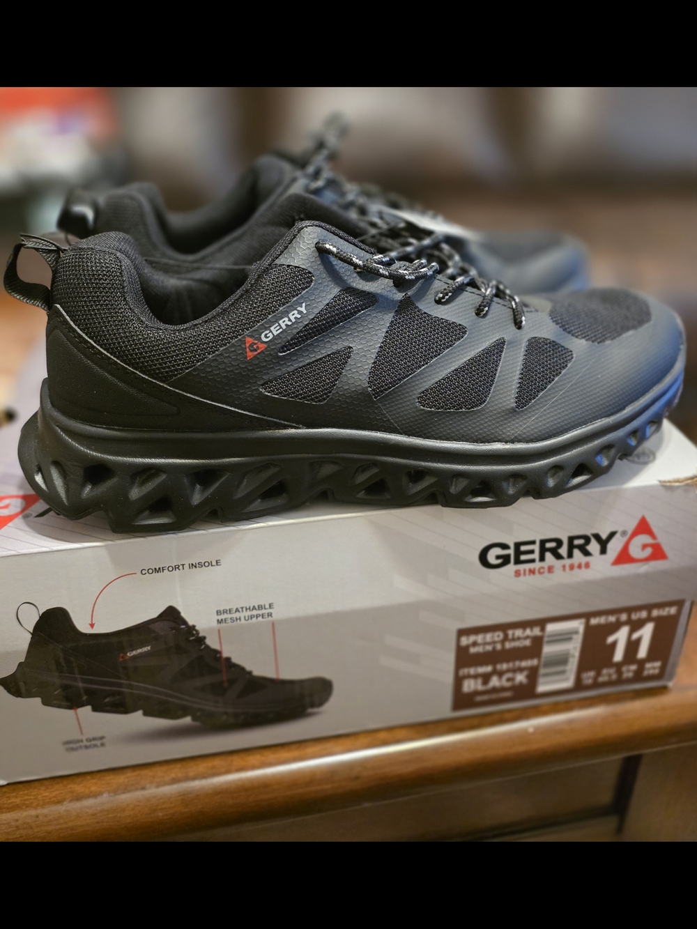Gerry Weber Men's Black Athletic Speed Trail Sneakers